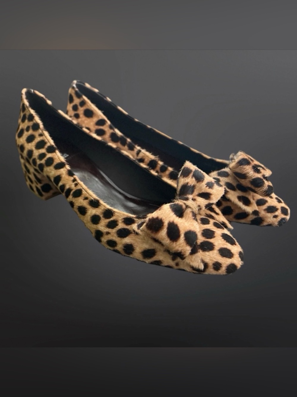 Jeffrey Campbell Maddie F Leopard Print Calf Hair Bow Block Heel Pumps 10